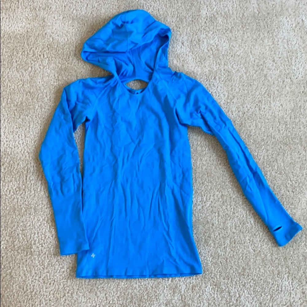 Nux size small hooded cut-out back shirt